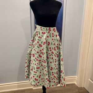 Hell Bunny Cherry Print A-Line Skirt